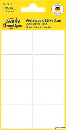 Etikett, 38x29 mm, kézzel írható, lekerekített sarkú, AVERY ZWECKFORM, 40 etikett/csomag