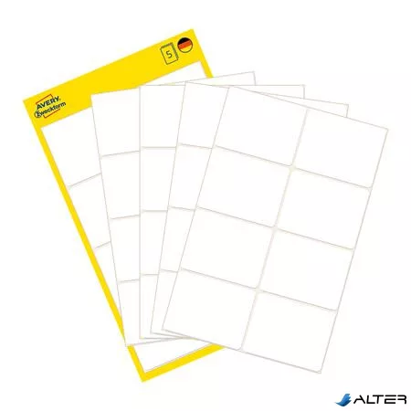 Etikett, 38x29 mm, kézzel írható, lekerekített sarkú, AVERY ZWECKFORM, 40 etikett/csomag