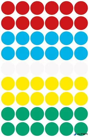 Etikett, 12 mm, kör, AVERY ZWECKFORM, 5 különböző szín, 270 etikett/csomag