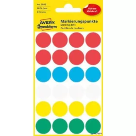   Etikett, 18 mm, kör, AVERY ZWECKFORM, 5 különböző szín, 96 etikett/csomag