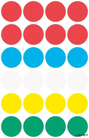 Etikett, 18 mm, kör, AVERY ZWECKFORM, 5 különböző szín, 96 etikett/csomag