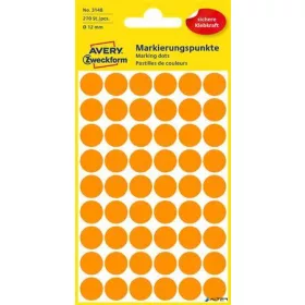   Etikett, 12 mm, kör, AVERY ZWECKFORM, neon narancs, 270 etikett/csomag