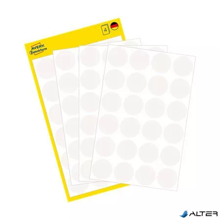 Etikett, 18 mm, kör, AVERY ZWECKFORM, fehér, 96 etikett/csomag