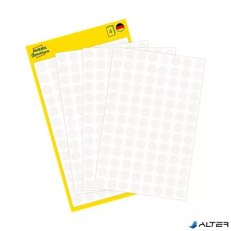 Etikett, 8 mm, kör, AVERY ZWECKFORM, fehér, 416 etikett/csomag