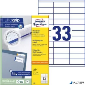  Etikett, univerzális, 70x25,4 mm, AVERY ZWECKFORM, 3300 etikett/csomag
