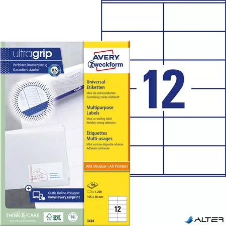 Etikett, univerzális, 105x48 mm, AVERY ZWECKFORM, 1200 etikett/csomag