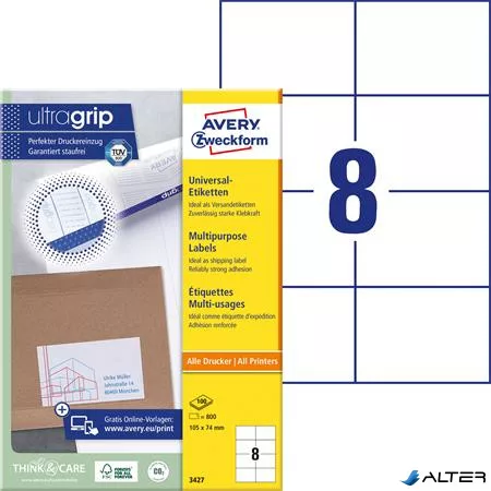 Etikett, univerzális, 105x74 mm, AVERY ZWECKFORM, 800 etikett/csomag