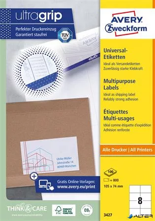 Etikett, univerzális, 105x74 mm, AVERY ZWECKFORM, 800 etikett/csomag