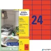 Etikett, 70x37 mm, színes, AVERY ZWECKFORM, piros, 2400 etikett/csomag
