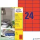 Etikett, 70x37 mm, színes, AVERY ZWECKFORM, piros, 2400 etikett/csomag