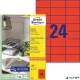 Etikett, 70x37 mm, színes, AVERY ZWECKFORM, piros, 2400 etikett/csomag