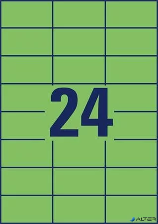 Etikett, 70x37 mm, színes, AVERY ZWECKFORM, zöld, 2400 etikett/csomag