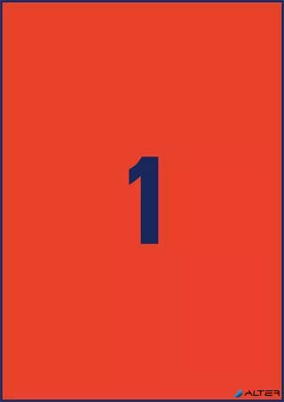 Etikett, 210x297 mm, színes, AVERY ZWECKFORM, piros, 100 etikett/csomag