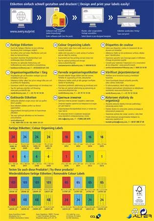 Etikett, 210x297 mm, színes, AVERY ZWECKFORM, piros, 100 etikett/csomag