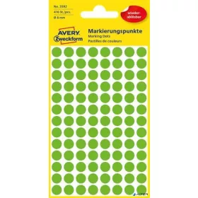   Etikett, 8 mm, kör, eltávolítható, AVERY ZWECKFORM, fűzöld, 416 etikett/csomag