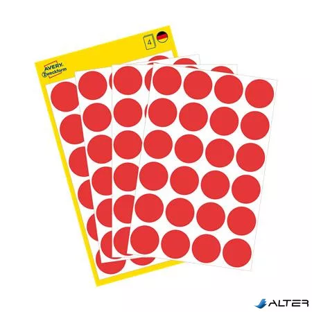 Etikett, 18 mm, kör, eltávolítható, AVERY ZWECKFORM, piros, 96 etikett/csomag