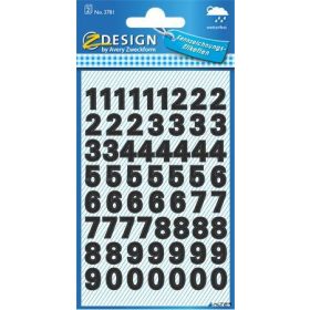   Matrica, számok, 0-9, AVERY ZWECKFORM, fekete, 120 matrica/csomag