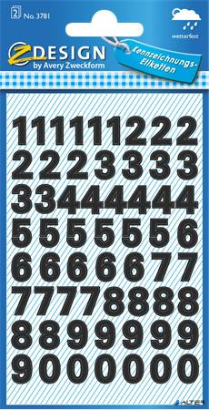 Matrica, számok, 0-9, AVERY ZWECKFORM, fekete, 120 matrica/csomag