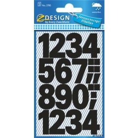   Matrica, számok, 0-9, AVERY ZWECKFORM, fekete, 28 matrica/csomag