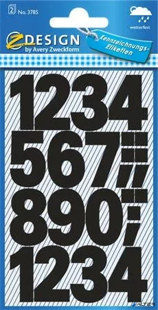 Matrica, számok, 0-9, AVERY ZWECKFORM, fekete, 28 matrica/csomag