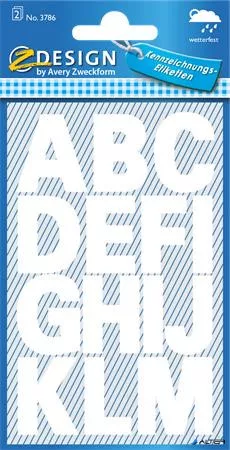Matrica, betűk, A-Z, AVERY ZWECKFORM, fehér, 28 matrica/csomag