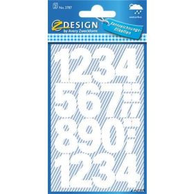   Matrica, számok, 0-9, AVERY ZWECKFORM, fehér, 28 matrica/csomag