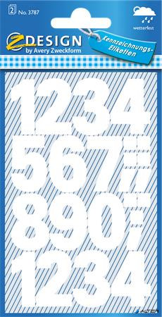 Matrica, számok, 0-9, AVERY ZWECKFORM, fehér, 28 matrica/csomag