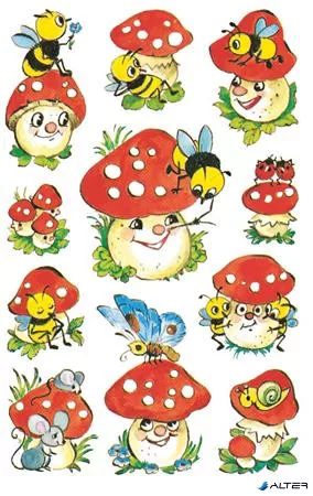 Matrica, papír, 3 ív, 76x120 mm, AVERY ZWECKFORM, "Z-Design No.4304", gombák