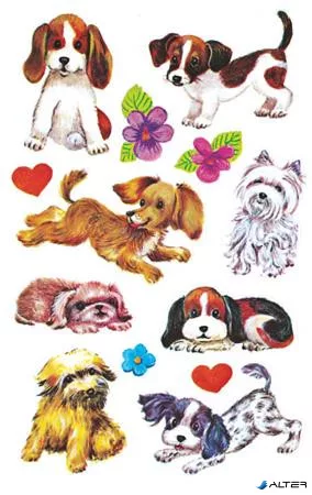 Matrica, papír, 3 ív, 76x120 mm, AVERY ZWECKFORM, "Z-Design No.4340", kiskutyusok