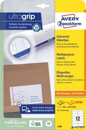 Etikett, univerzális, 97x42,3 mm, AVERY ZWECKFORM, 360 etikett/csomag