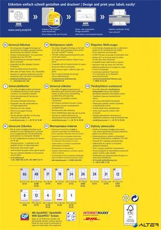 Etikett, univerzális, 97x42,3 mm, AVERY ZWECKFORM, 360 etikett/csomag