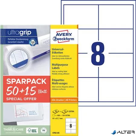 Etikett, univerzális, 97x67,7 mm, AVERY ZWECKFORM, "Sparpack", 520 etikett/csomag