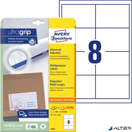 Etikett, univerzális, 97x67,7 mm, AVERY ZWECKFORM, 240 etikett/csomag