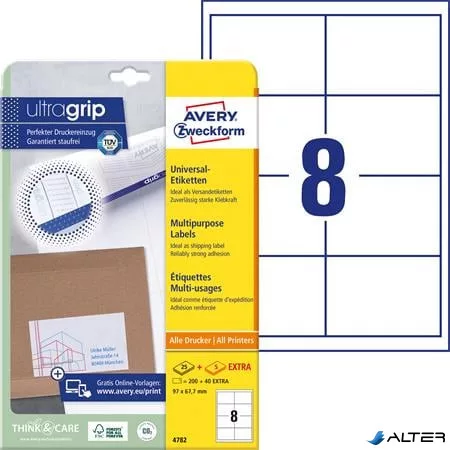 Etikett, univerzális, 97x67,7 mm, AVERY ZWECKFORM, 240 etikett/csomag
