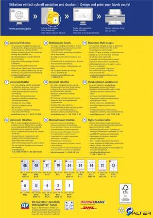 Etikett, univerzális, 97x67,7 mm, AVERY ZWECKFORM, 240 etikett/csomag