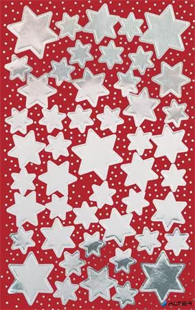 Matrica,  2 ív, 76x120 mm, AVERY ZWECKFORM, "Z-Design No.52812", ezüst csillagok