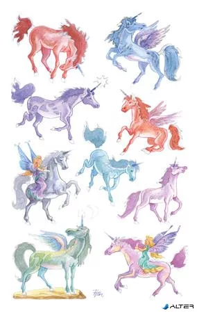 Matrica, papír, 1 ív, 76x120 mm, AVERY ZWECKFORM, 'Z-Design No.53148', unikornisok