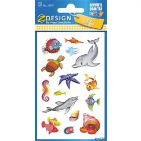   Matrica, papír, 2 ív, 76x120 mm, AVERY ZWECKFORM, 'Z-Design No.53707', csillogó tengeri állatok