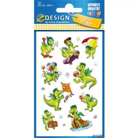   Matrica, papír,  3 ív, 76x120 mm,  AVERY ZWECKFORM, 'Z-Design No.54043', sárkányok