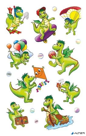 Matrica, papír,  3 ív, 76x120 mm,  AVERY ZWECKFORM, 'Z-Design No.54043', sárkányok