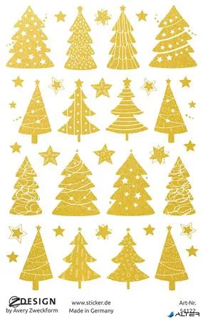 Matrica, 1 ív, 76x120 mm, AVERY ZWECKFORM, 'Z-Design No.54122', karácsonyfa