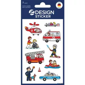   Matrica, papír,  3 ív, 76x120 mm, AVERY ZWECKFORM, 'Z-Design No.54137', mentősök, rendőrök, tűzoltók