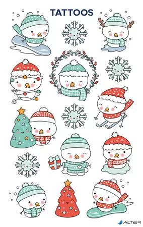 Matrica, tetoválás, 1 ív, 76x120 mm, AVERY ZWECKFORM, 'Z-Design No.54152',  hóember