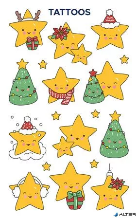 Matrica, tetoválás, 1 ív, 76x120 mm, AVERY ZWECKFORM, 'Z-Design No.54153',  csillagok