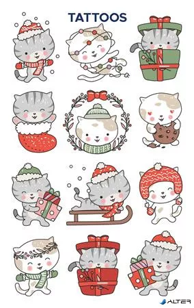 Matrica, tetoválás, 1 ív, 76x120 mm, AVERY ZWECKFORM, 'Z-Design No.54154',  cica