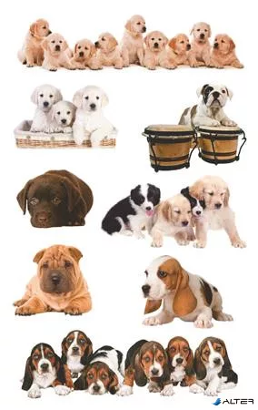 Matrica, papír,  3 ív, 76x120 mm, AVERY ZWECKFORM, "Z-Design No.55972", kölyök kutyák