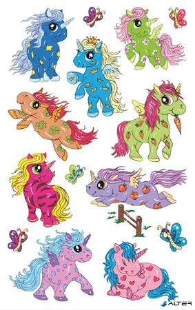 Matrica, fólia,  1 ív, 76x120 mm, AVERY ZWECKFORM, 'Z-Design No.56063',  unikornis