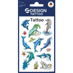   Matrica, tetoválás, 1 ív, 76x120 mm, AVERY ZWECKFORM, 'Z-Design No.56439', delfinek tengeri csillagokkal