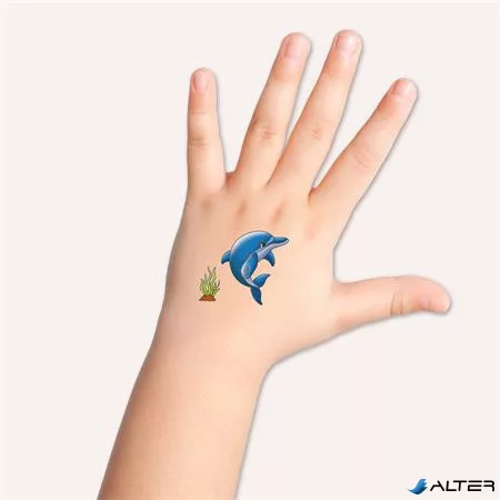 Matrica, tetoválás, 1 ív, 76x120 mm, AVERY ZWECKFORM, 'Z-Design No.56439', delfinek tengeri csillagokkal