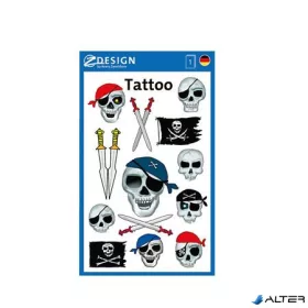   Matrica, tetoválás, 1 ív, 76x120 mm, AVERY ZWECKFORM, 'Z-Design No.56632', kalóz halálfejek kardokkal